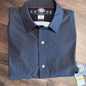 Flag & Anthem MadeFlex Men's Gray Striped Performance Shirt,‎ Med/Tall. NWT